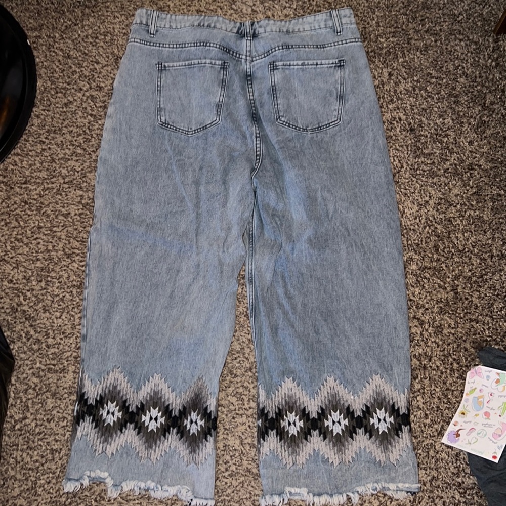 CRAZY TRAIN cropped ankle aztec jeans